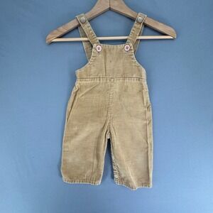 Vintage Stone Kids Tan Corduroy Overalls 12M Made in USA Bibs 10100-11